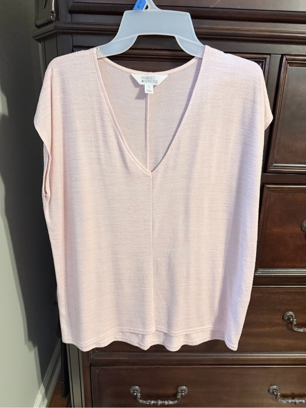 Market & Spruce Pale Blush Pink V-Neck Knit Tank